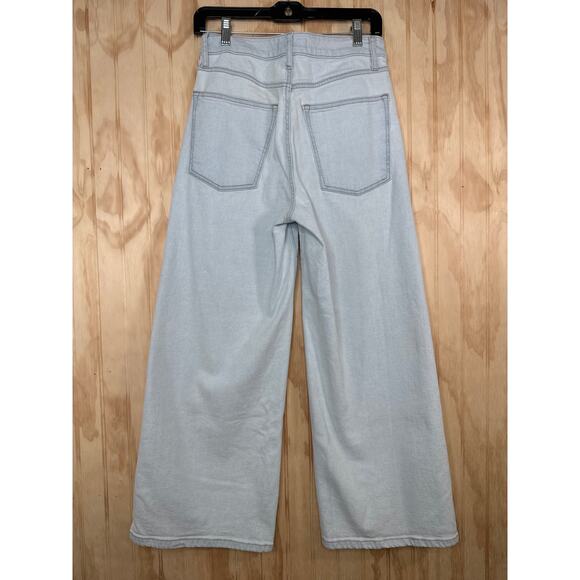 Warp + Weft Wide Leg Jeans Women’s Size 2 / 26 Light Wash NCE Nice Cote Crop - Picture 2 of 9